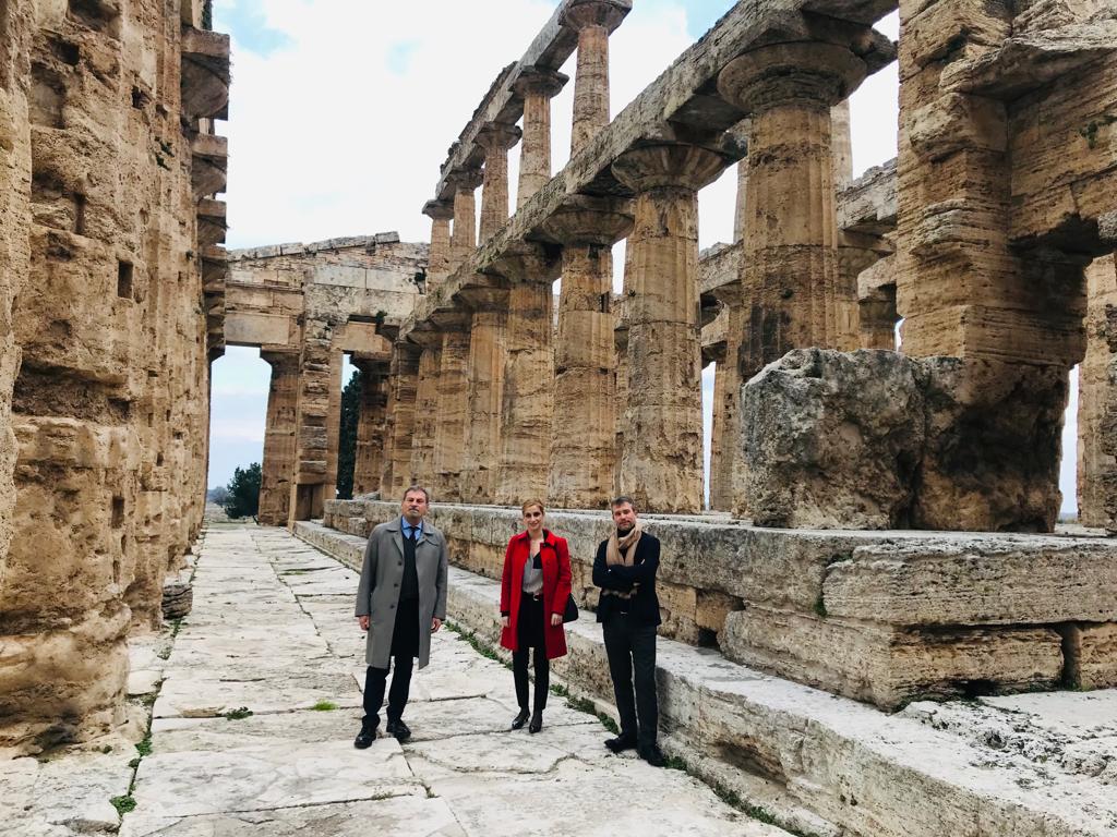 Massimo Osanna, Tiziana D'Angelo e Gabriel Zuchtriegel al Parco archeologico di Paestum